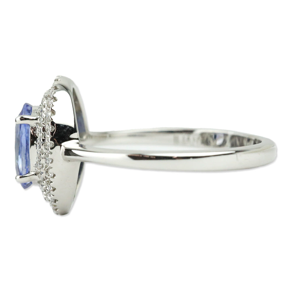 Iliana 18K White Gold Santa Maria Aquamarine and Diamond Double Halo Ring