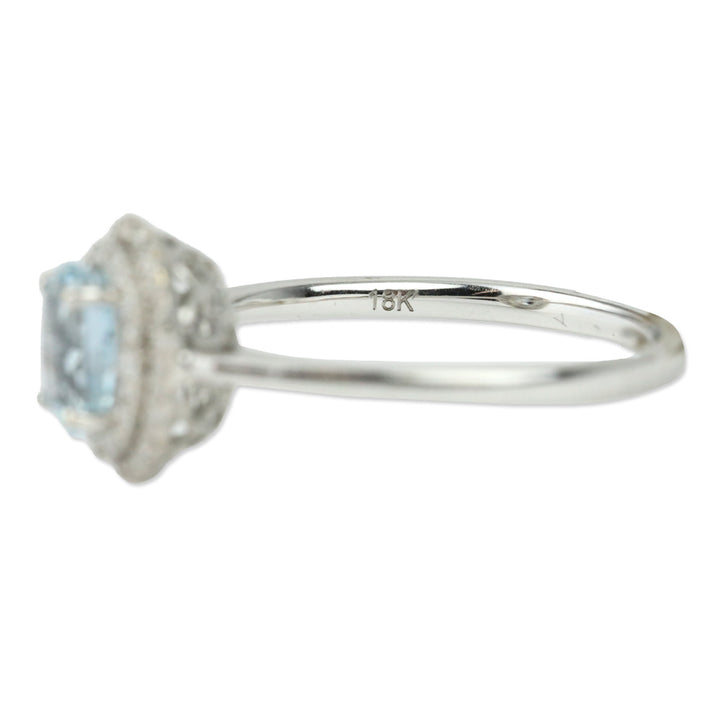 Iliana 18K White Gold Royal Ceylon Sapphire and Diamond Double Halo Ring