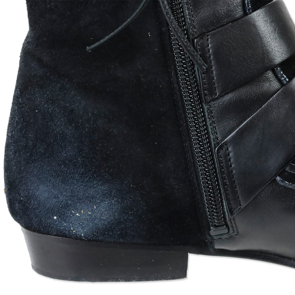Isabel Marant ROWI Black Goat Suede and Calf Leather Ankle Boots