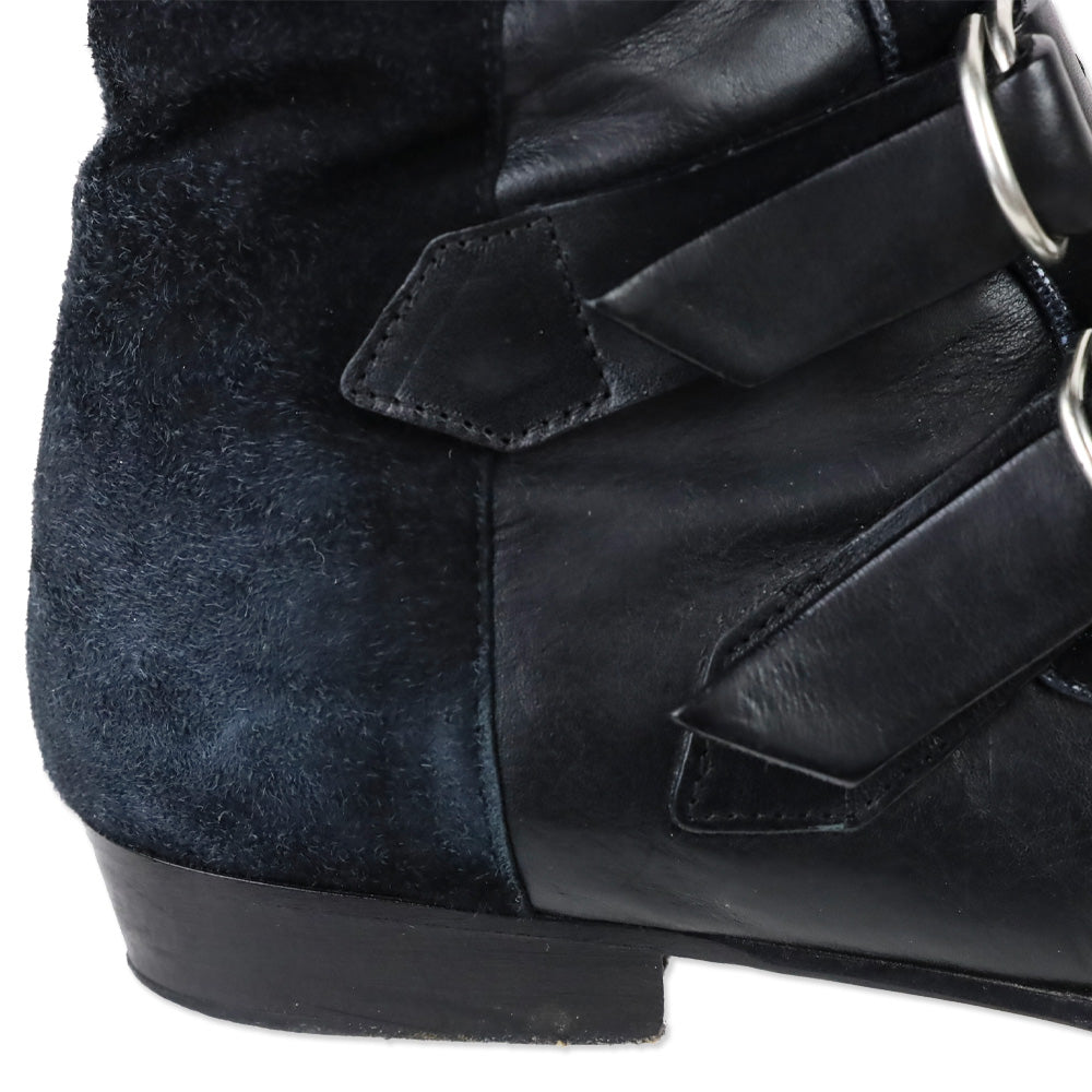 Isabel Marant ROWI Black Goat Suede and Calf Leather Ankle Boots