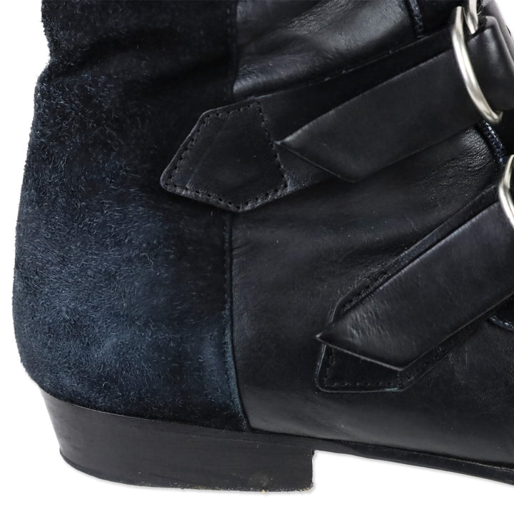 Isabel Marant ROWI Black Goat Suede and Calf Leather Ankle Boots