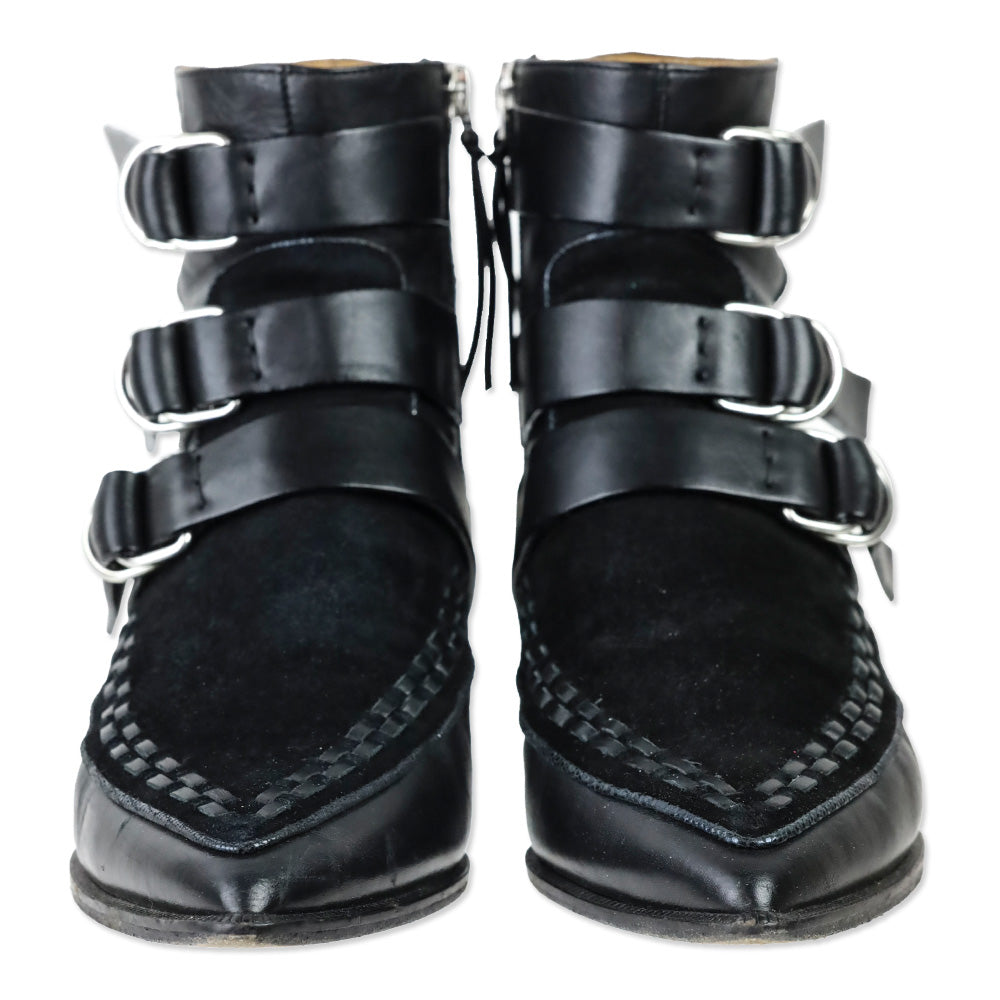 Isabel Marant ROWI Black Goat Suede and Calf Leather Ankle Boots