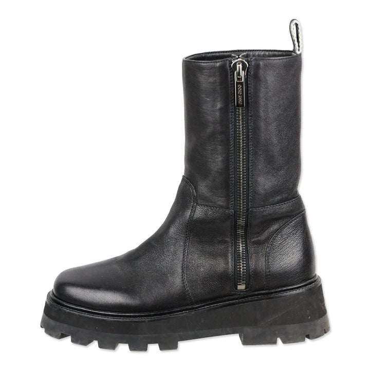 Jimmy Choo Bayu Flat Chunky Black Leather Boots