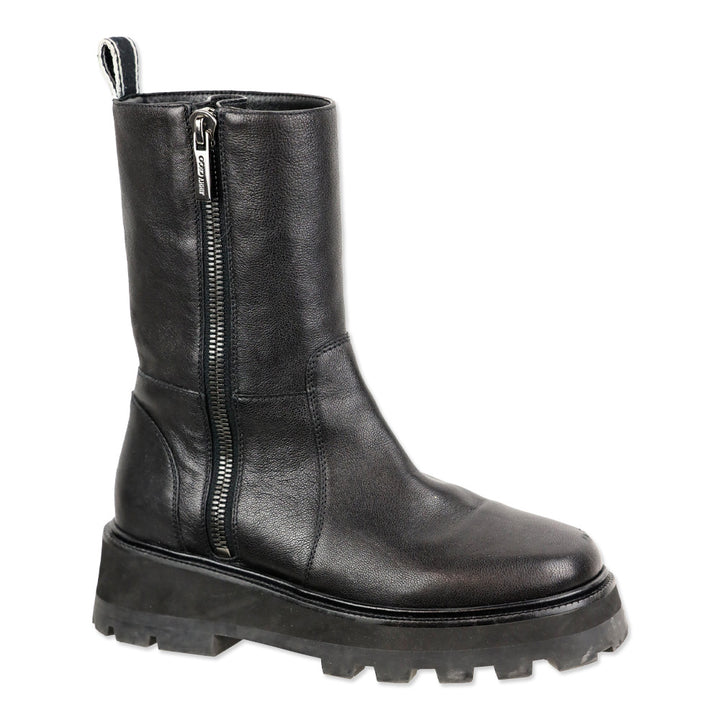 Jimmy Choo Bayu Flat Chunky Black Leather Boots