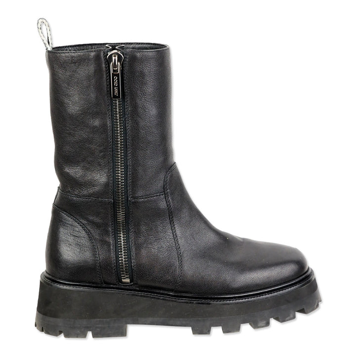 Jimmy Choo Bayu Flat Chunky Black Leather Boots