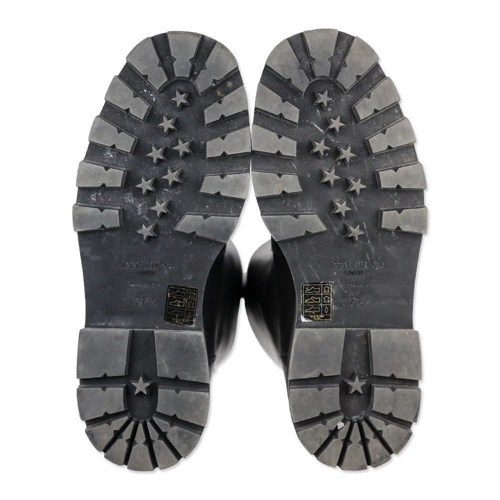 Jimmy Choo Bayu Flat Chunky Black Leather Boots