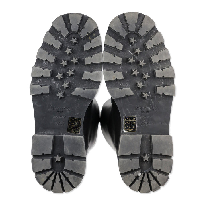 Jimmy Choo Bayu Flat Chunky Black Leather Boots