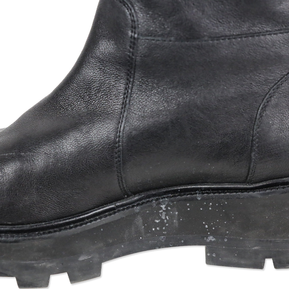 Jimmy Choo Bayu Flat Chunky Black Leather Boots