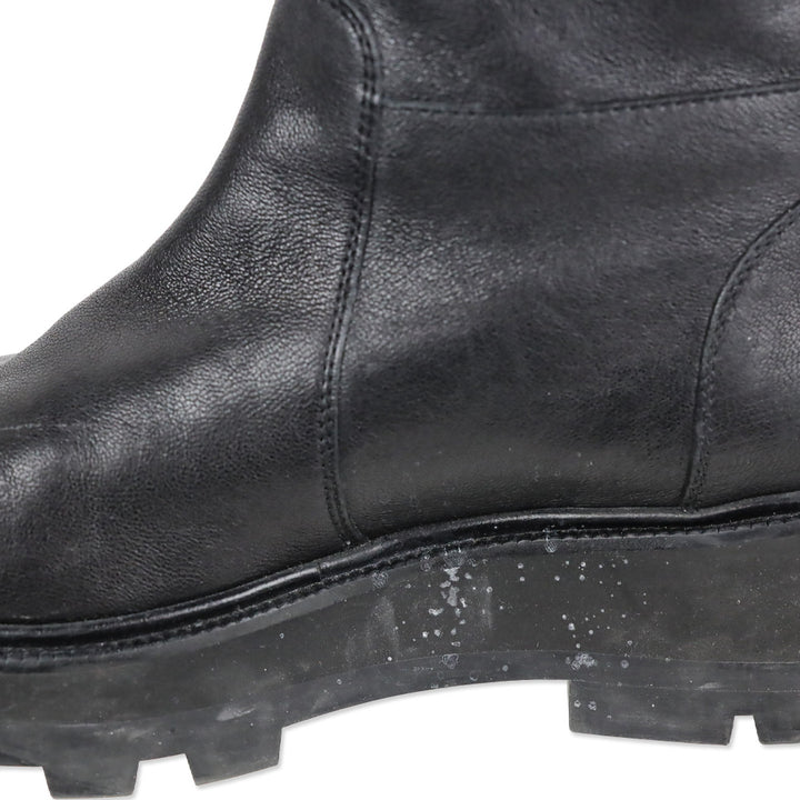 Jimmy Choo Bayu Flat Chunky Black Leather Boots