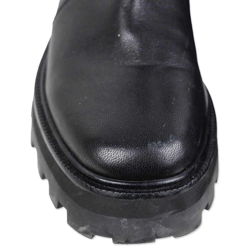 Jimmy Choo Bayu Flat Chunky Black Leather Boots