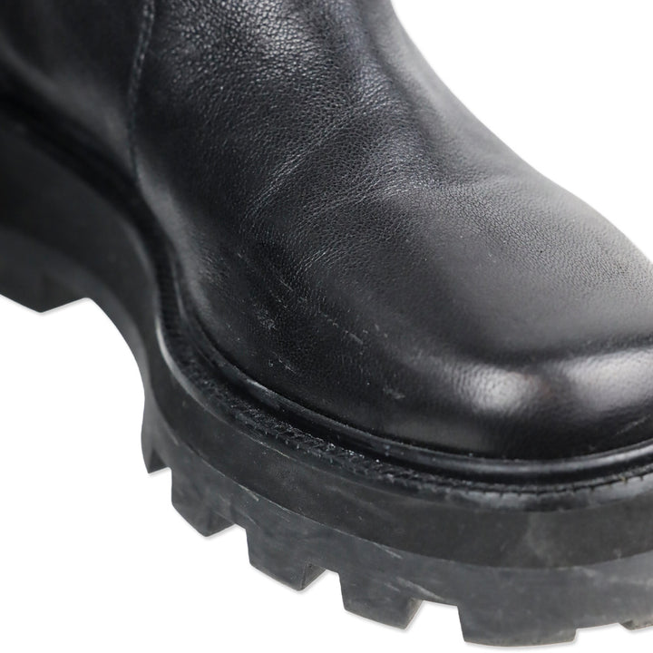 Jimmy Choo Bayu Flat Chunky Black Leather Boots