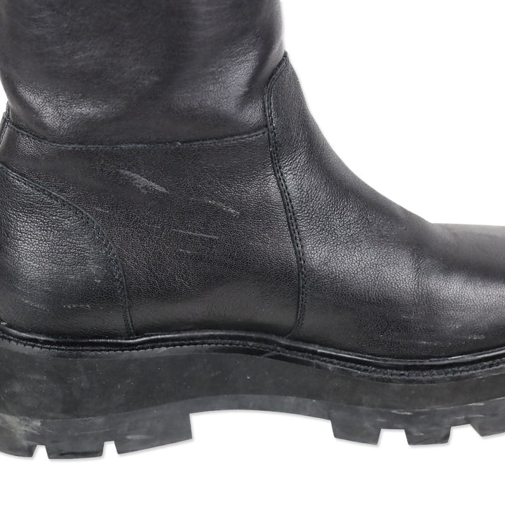 Jimmy Choo Bayu Flat Chunky Black Leather Boots