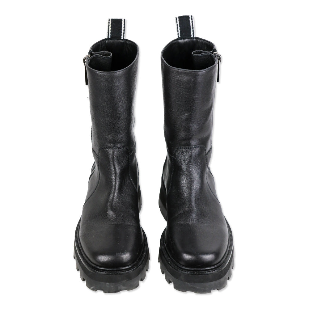 Jimmy Choo Bayu Flat Chunky Black Leather Boots