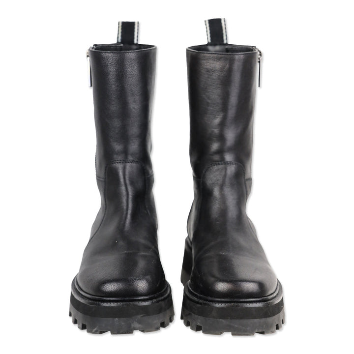 Jimmy Choo Bayu Flat Chunky Black Leather Boots