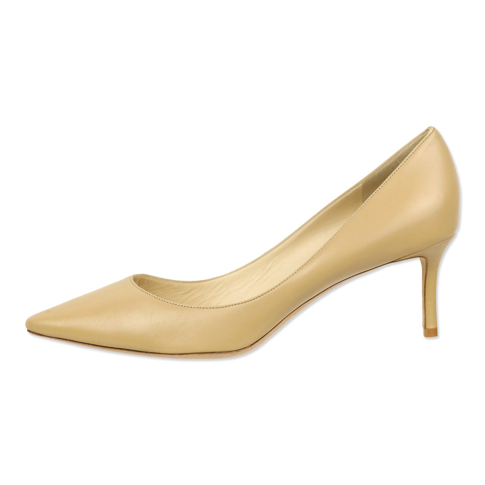 Jimmy Choo Beige Leather Pointed Toe Pump