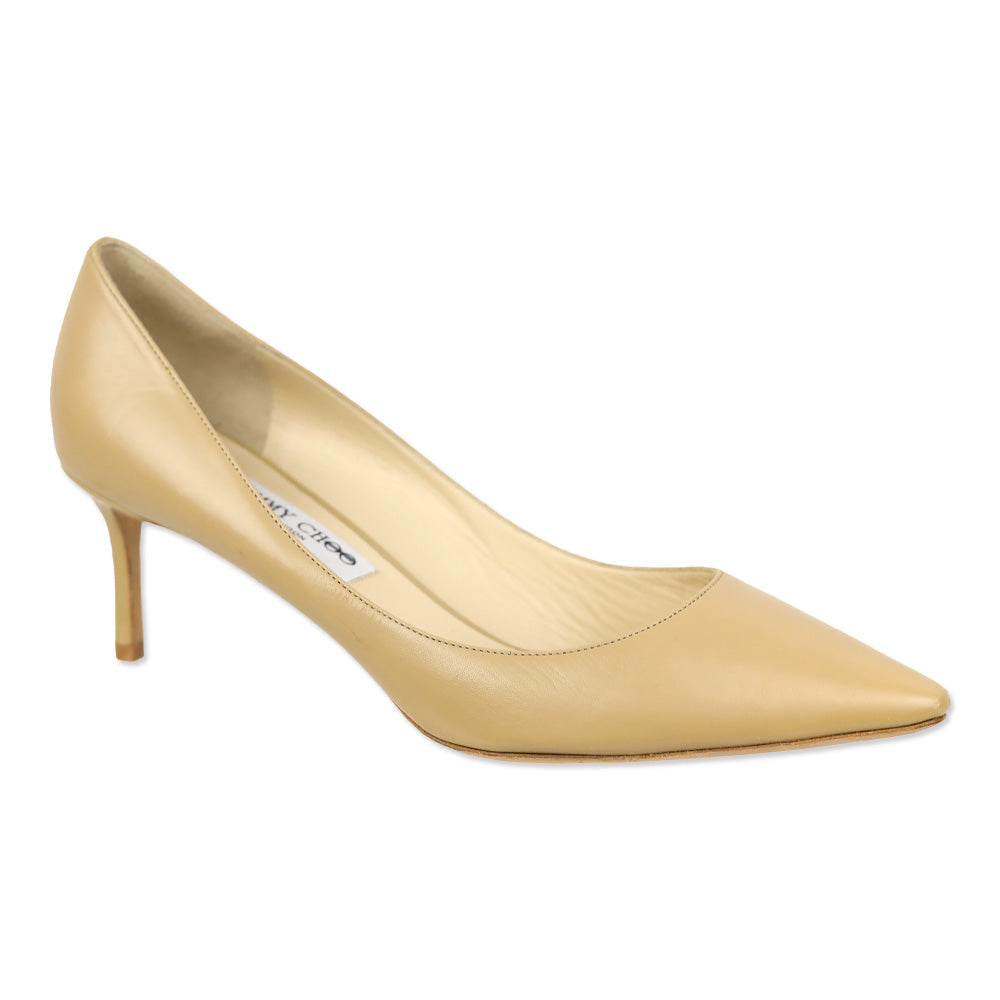 Jimmy Choo Beige Leather Pointed Toe Pump