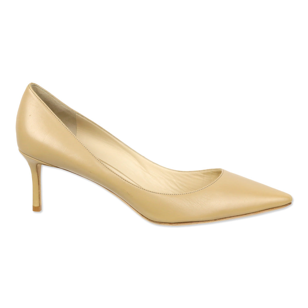 Jimmy Choo Beige Leather Pointed Toe Pump