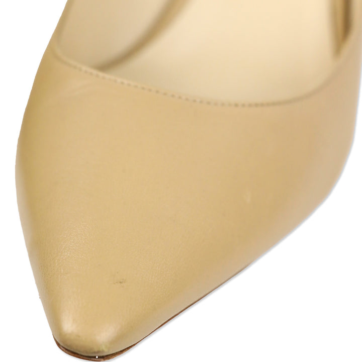 Jimmy Choo Beige Leather Pointed Toe Pump