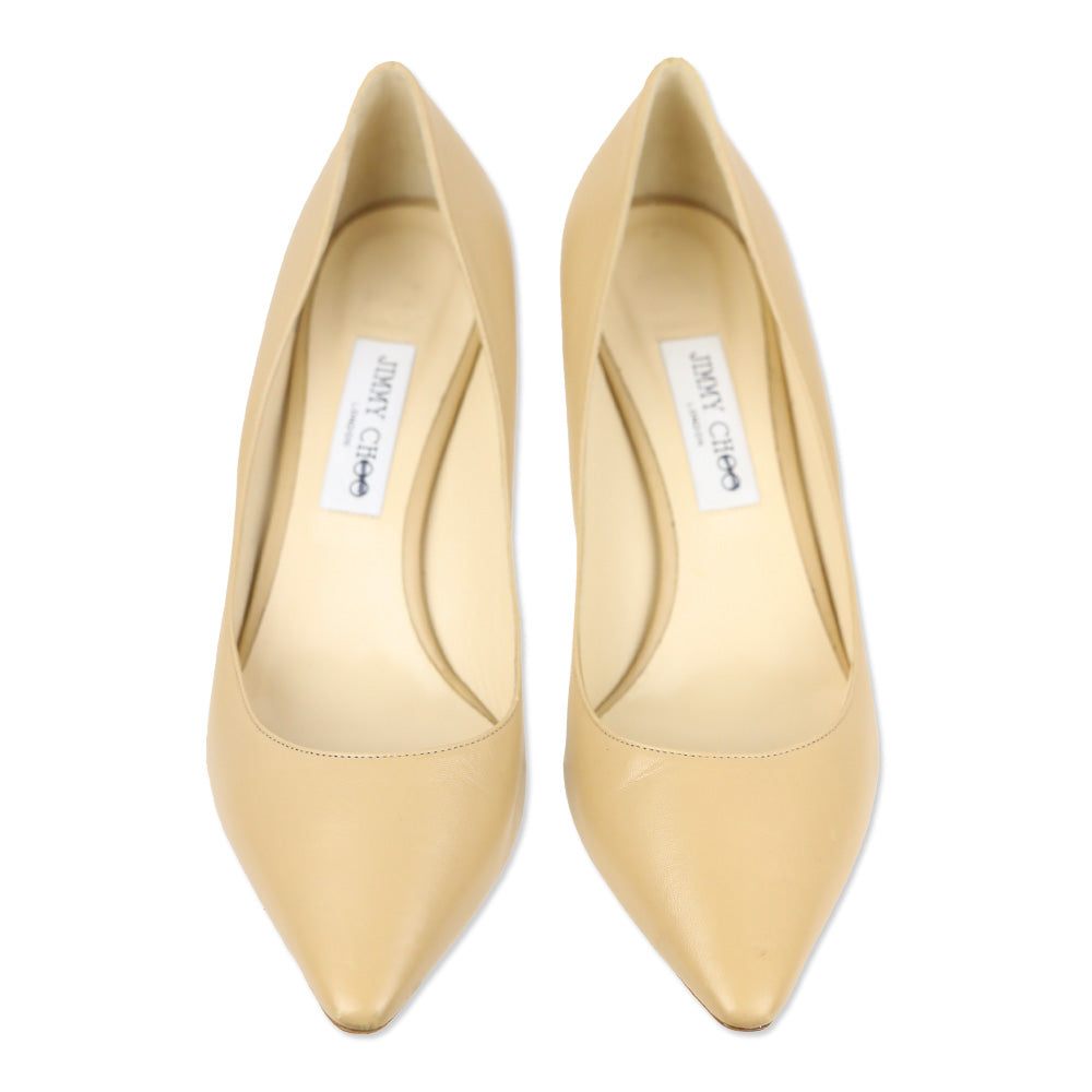Jimmy Choo Beige Leather Pointed Toe Pump