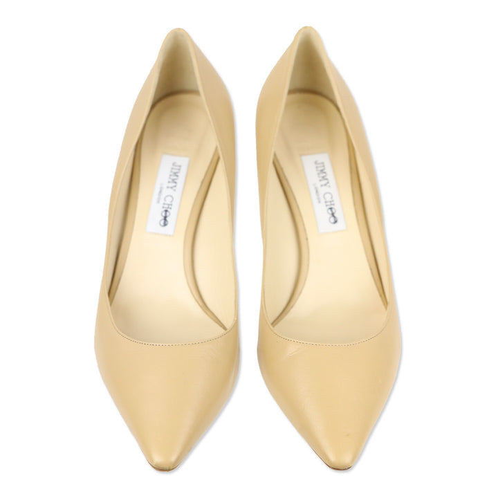 Jimmy Choo Beige Leather Pointed Toe Pump