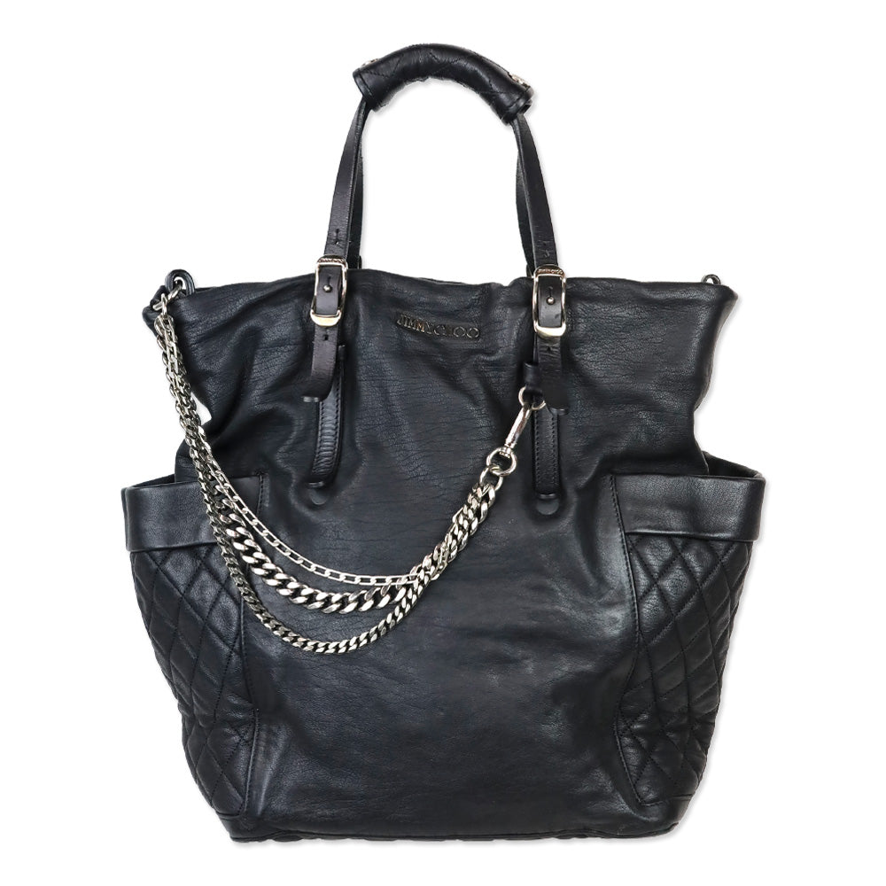 Jimmy Choo Black Leather Blare Tote Bag