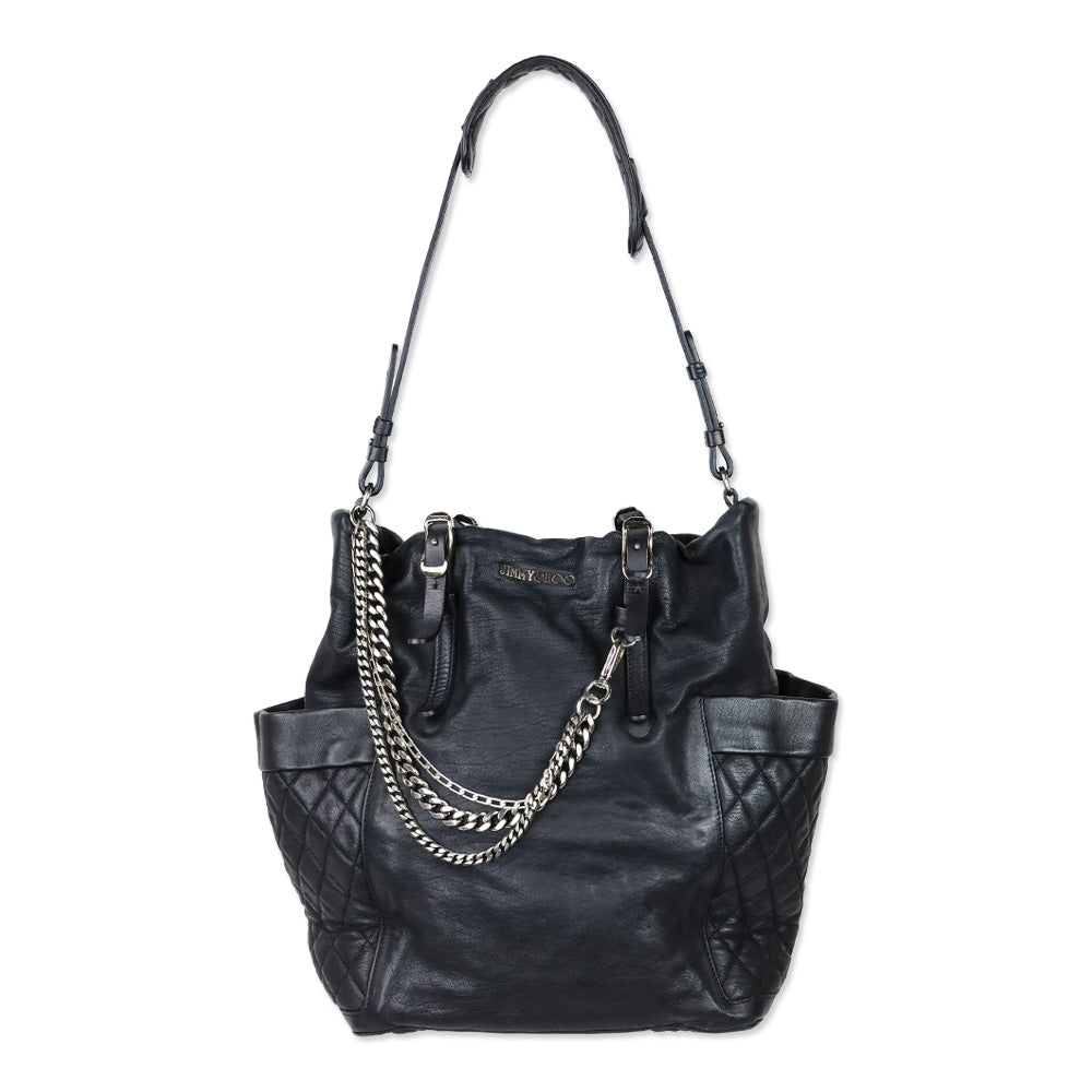 Jimmy Choo Black Leather Blare Tote Bag