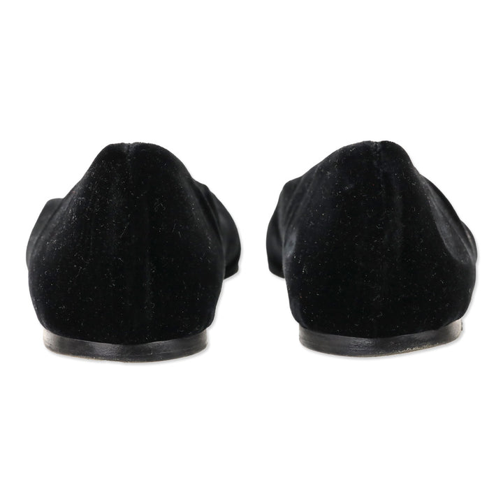 Jimmy Choo Black Velvet Watson Cap-Toe Leather Ballerina Flats