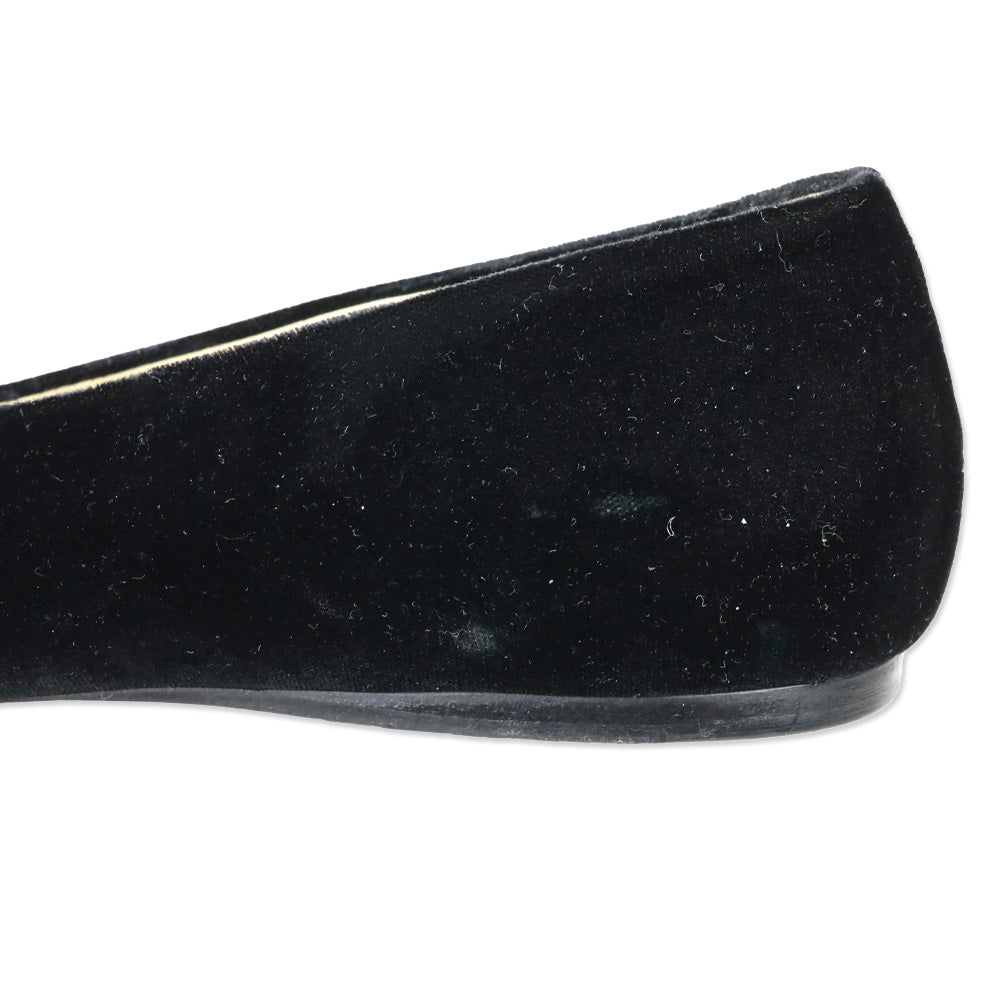 Jimmy Choo Black Velvet Watson Cap-Toe Leather Ballerina Flats