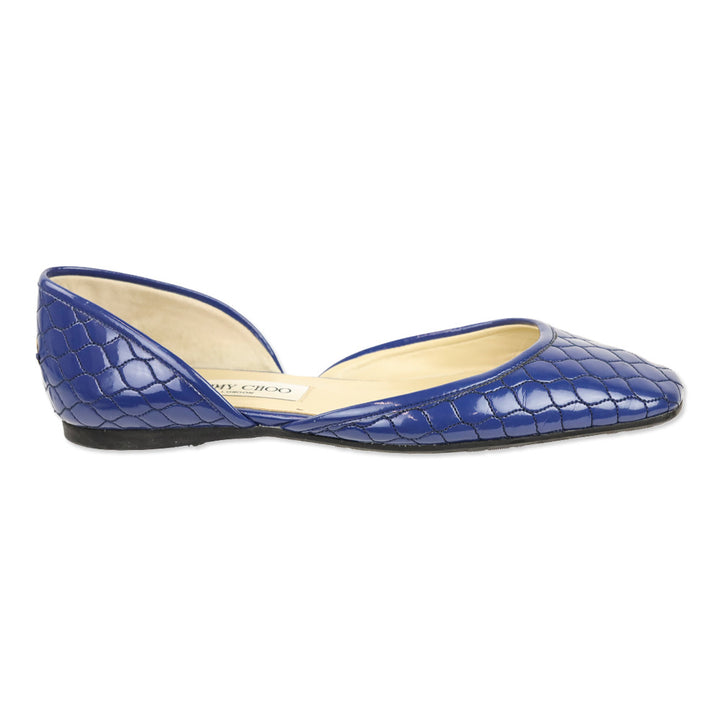 Jimmy Choo Marisa Blue Quilted Patent Leather D'Orsay Flats