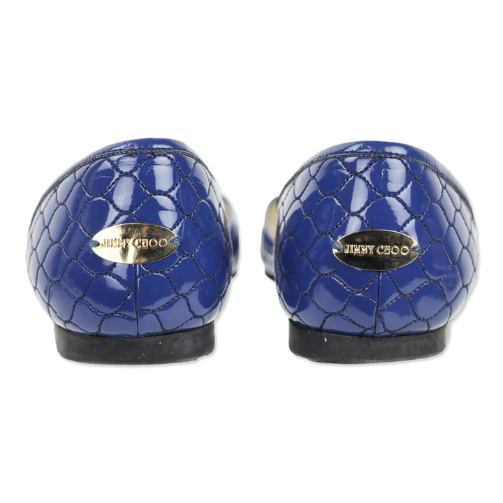 Jimmy Choo Marisa Blue Quilted Patent Leather D'Orsay Flats