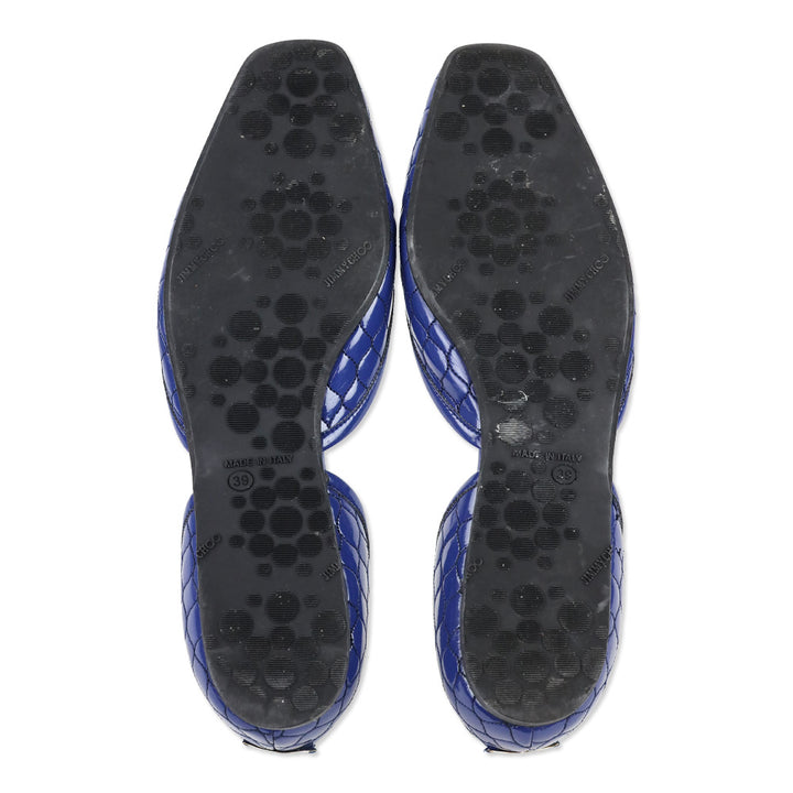 Jimmy Choo Marisa Blue Quilted Patent Leather D'Orsay Flats