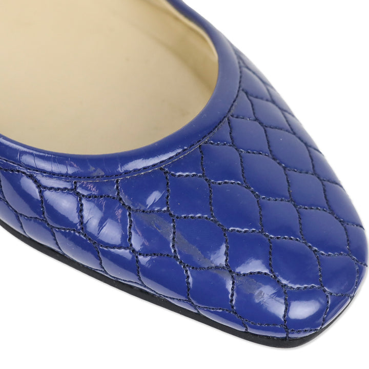 Jimmy Choo Marisa Blue Quilted Patent Leather D'Orsay Flats