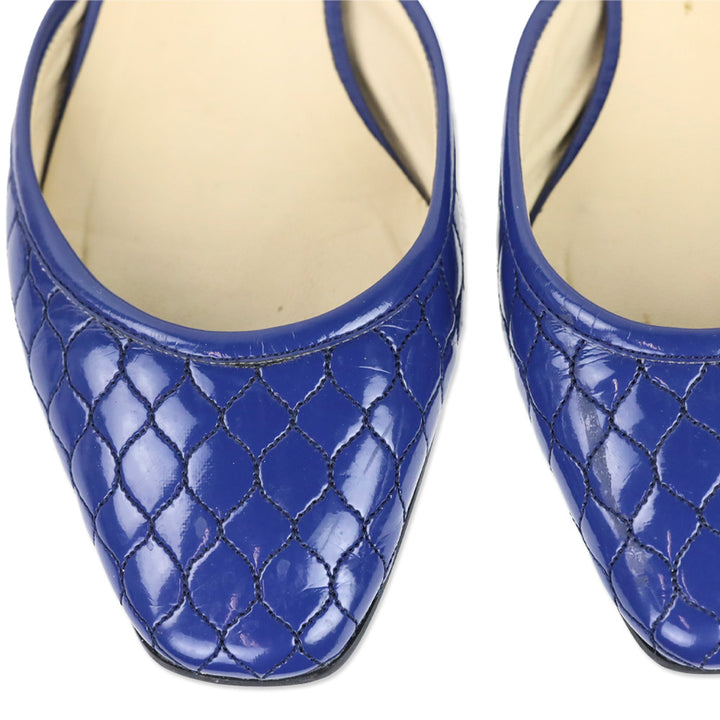 Jimmy Choo Marisa Blue Quilted Patent Leather D'Orsay Flats