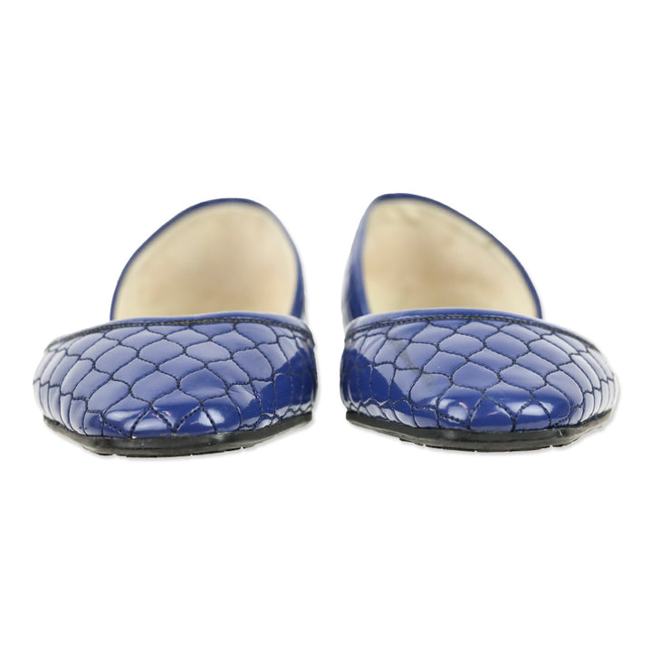 Jimmy Choo Marisa Blue Quilted Patent Leather D'Orsay Flats
