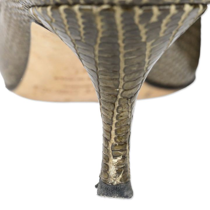 Jimmy Choo Olive Lizard Skin Suede Cutout Kitten Pumps