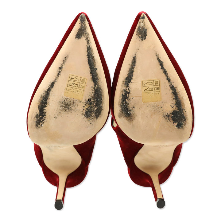 Jimmy Choo Red Bing 100 Crystal-Embellished Velvet Mules