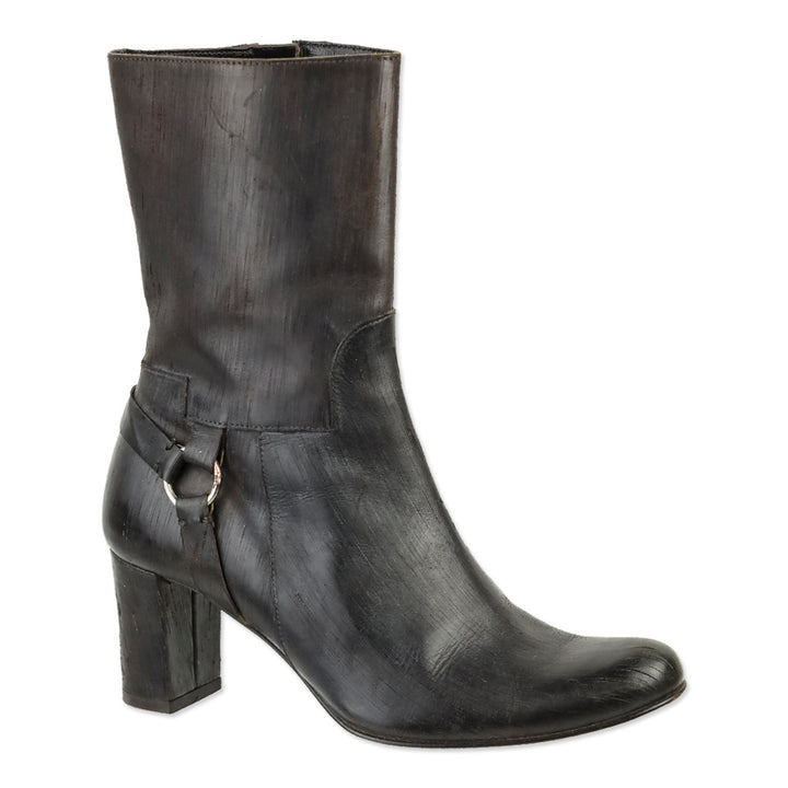 John Varvatos Brown Brushed Leather Harness Calf Boot