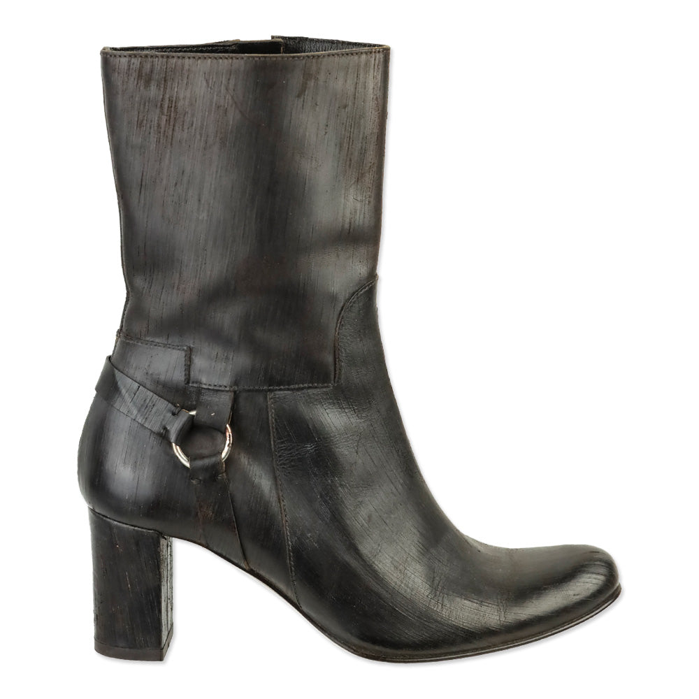 John Varvatos Brown Brushed Leather Harness Calf Boot