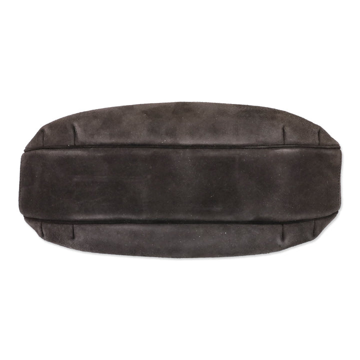 Judith Leiber Brown Suede Medium Clutch with Chain Strap