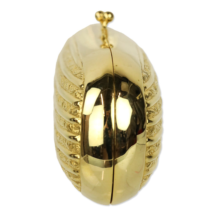 Judith Leiber Gold Filigree Frame Kiss-lock Clutch with Chain Strap