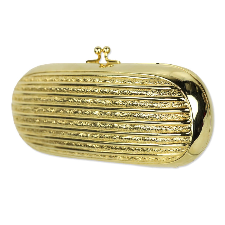 Judith Leiber Gold Filigree Frame Kiss-lock Clutch with Chain Strap