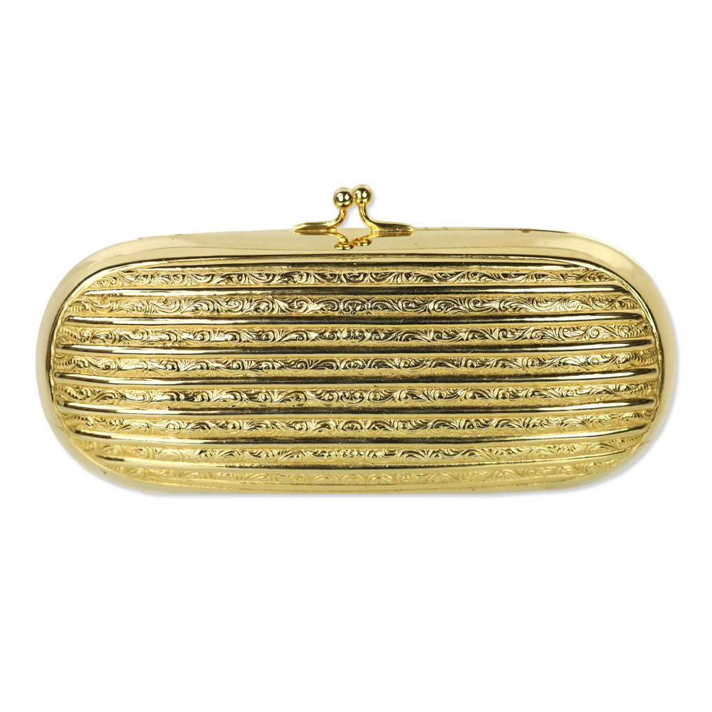Judith Leiber Gold Filigree Frame Kiss-lock Clutch with Chain Strap