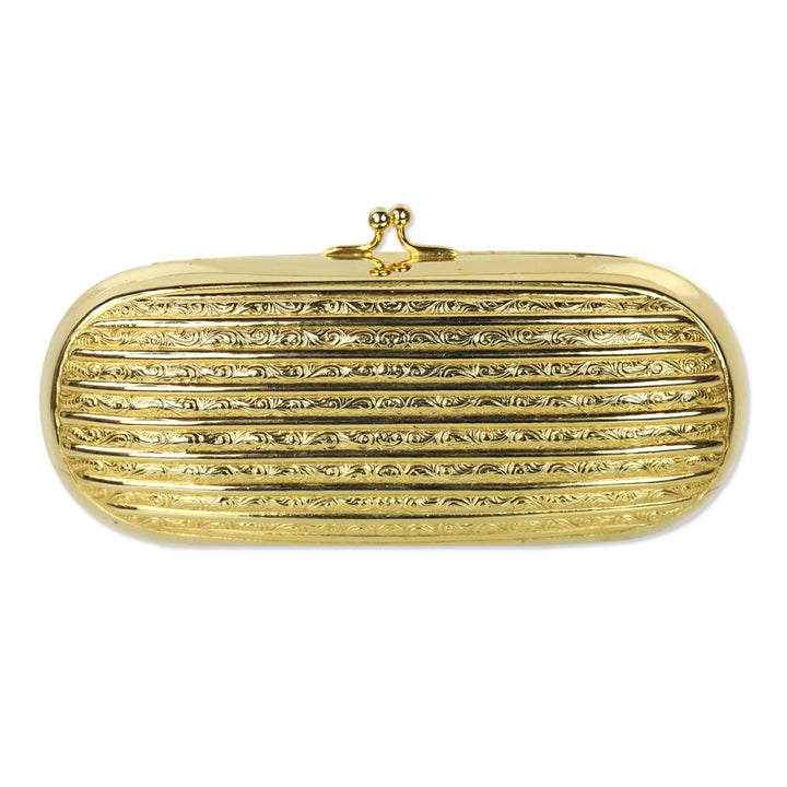 Judith Leiber Gold Filigree Frame Kiss-lock Clutch with Chain Strap