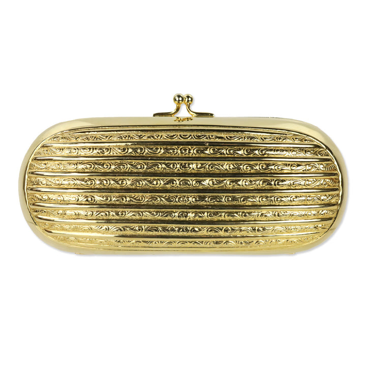 Judith Leiber Gold Filigree Frame Kiss-lock Clutch with Chain Strap