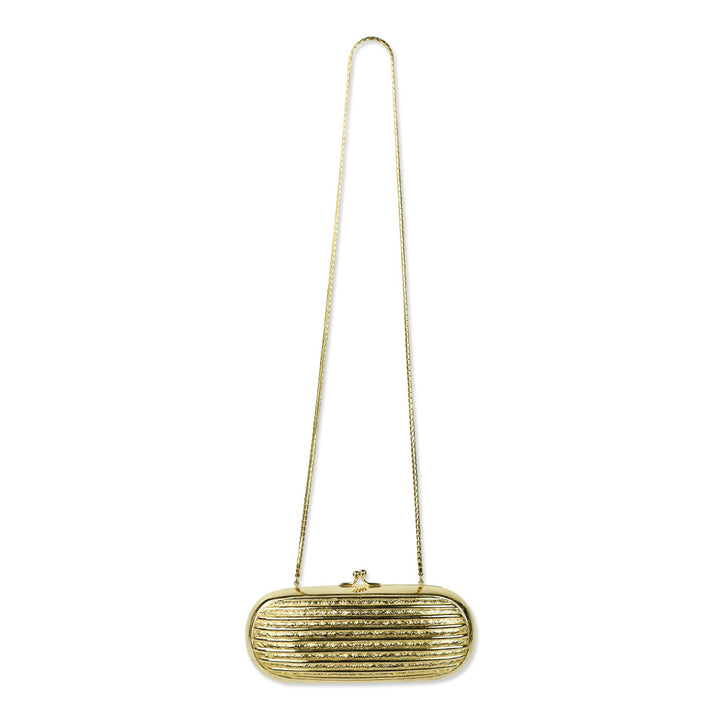 Judith Leiber Gold Filigree Frame Kiss-lock Clutch with Chain Strap