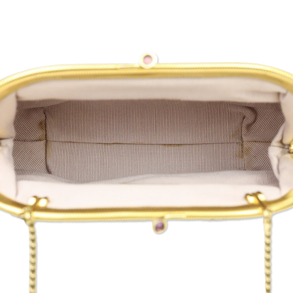 Judith Leiber Moss Snakeskin Kiss-Lock Clutch with Chain