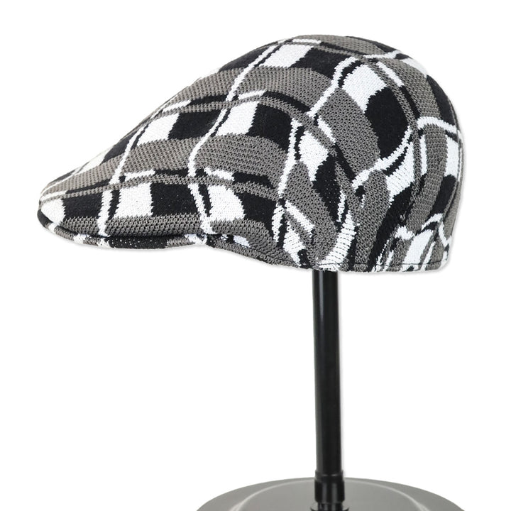 Kangol Black/White Pattern Knit Paperboy Hat
