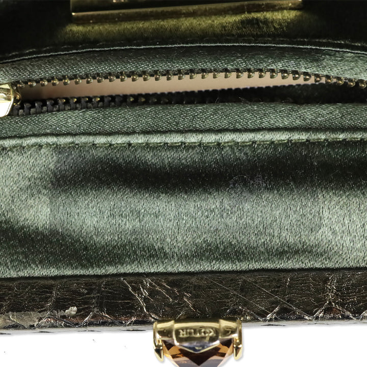 Kotur Metallic Gold Lizard Skin Frame Clutch