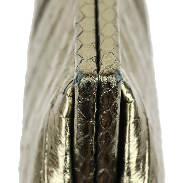 Kotur Metallic Gold Lizard Skin Frame Clutch