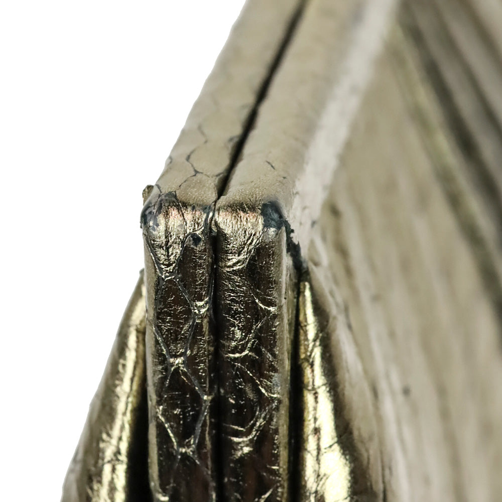 Kotur Metallic Gold Lizard Skin Frame Clutch